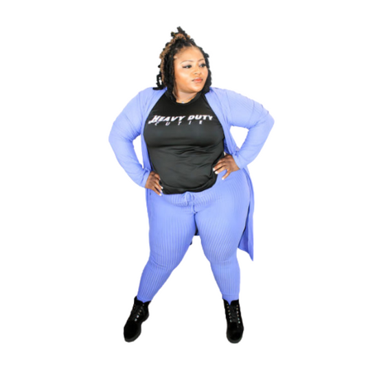 Ribbed Long Cardigan & Legging Set Plus Size | Lavender