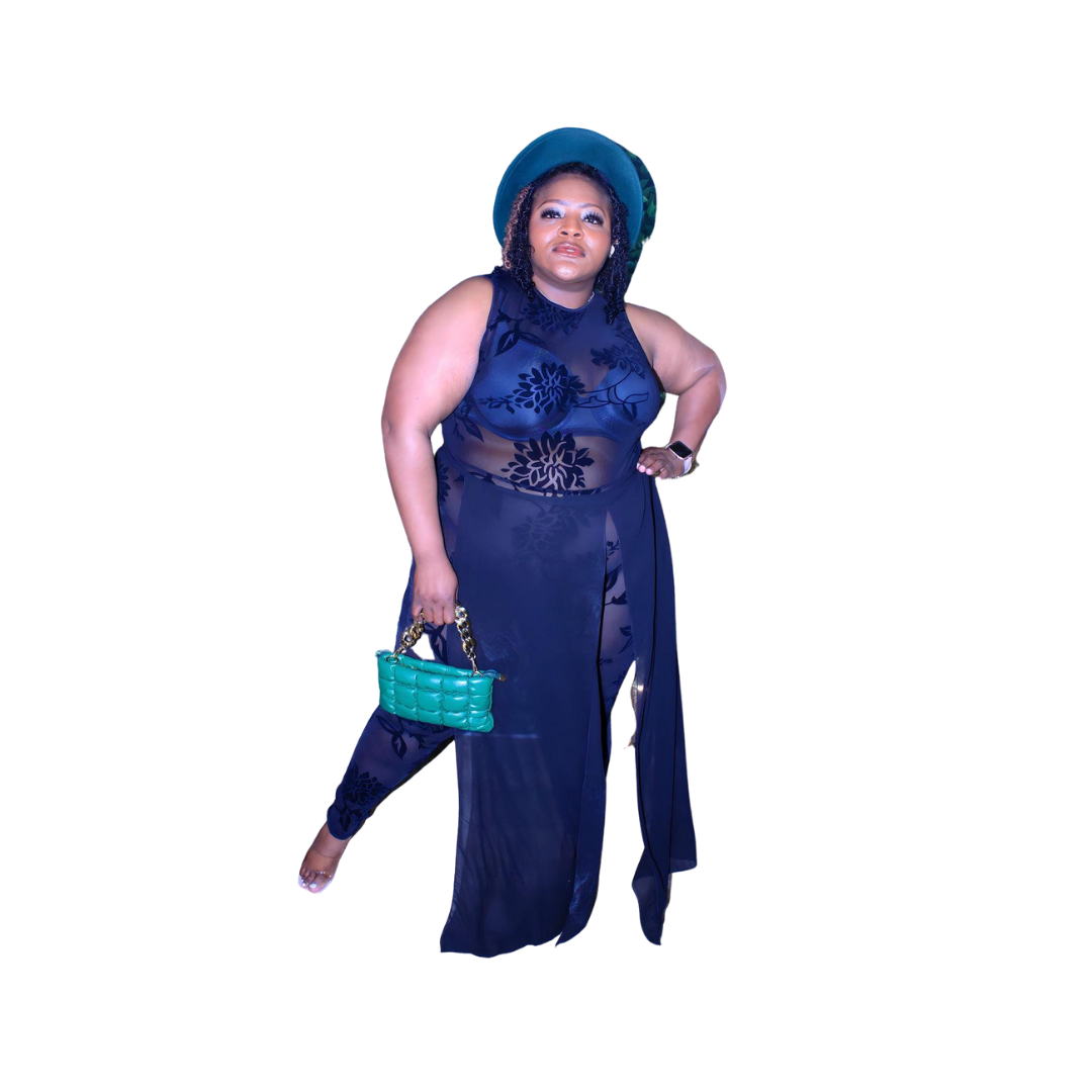 Plus Size Black Mesh Jumpsuit