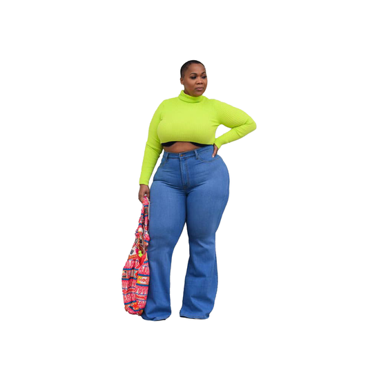 Plus Size Denim Flared Jeans